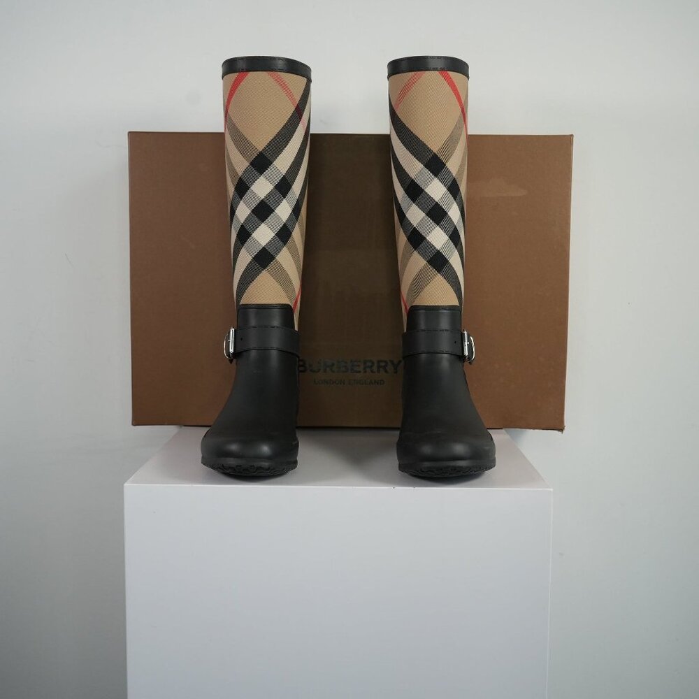 Burberry Simeon Vintage Check Rain Boots Size 37 With Box - Picture 6 of 7